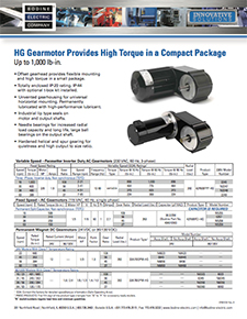 Type HG Gearmotors Provide High Torque in a Compact Package 