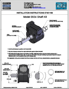 ACC - 07401168.A Model 0934 Shaft Kit / 3/4-inch Stainless Steel Single Shaft Installation Instructions for Type 5L/H Gearmotors