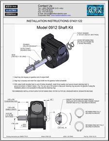 ACC - 07401122 MODEL 0912 SHAFT KIT / 5/8-INCH SINGLE SHAFT INSTALLATION INSTRUCTIONS FOR TYPE 5L/H GEARMOTORS