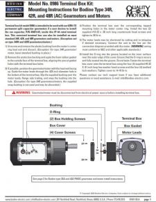 ACC - 07401150 Model 0986 Large Terminal Box Kit Installation Instructions