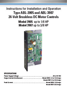 BL - 07400185J-NEW ratings for Model 3907- 24VDC Brushless DC Control - Chassis, Low-Voltage (up to 3/8 HP) 