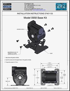 ACC - 07401133 MODEL 0958 BASE MOUNT KIT INSTALLATION INSTRUCTIONS FOR TYPE 5L/H GEARMOTORS