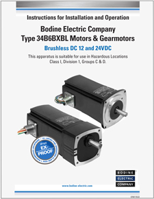 BLDC - 07401155.B Bodine C1D1 Ex-Proof Brushless DC 34B6-FX Gearmotor and 34B6 Motor User-Manual