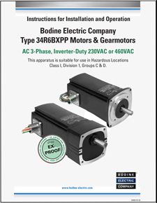 AC - 07401151.B Bodine C1D1 Ex-Proof AC Inverter-Duty 34R6-FX Gearmotor and 34R6 Motor User-Manual