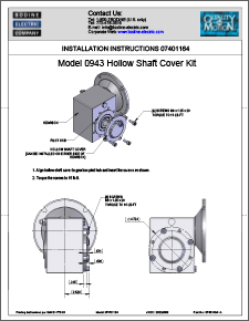 ACC - 07401164 Model 0943 Hollow Shaft Cover Kit Installation Instructions for Type 50JW/H Gearmotors