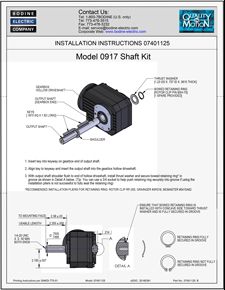 ACC - 07401125 MODEL 0917 SHAFT KIT / 3/4-INCH SINGLE SHAFT INSTALLATION INSTRUCTIONS FOR TYPE GB/H GEARMOTORS