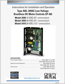 BL - 07401105F - 12VDC AND 24VDC BLDC PWM SPEED CONTROLS; MODELS 3908, 3909 and 3919