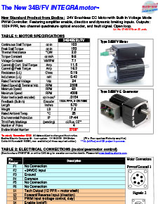 Connection Information for INTEGRAmotor 34B/FV Gearmotors and Motors 07481078