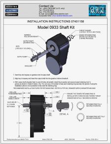 ACC - 07401158 Model 0933 Shaft Kit / 3/4-inch double shaft Installation Instructions for Type HG/H Gearmotors