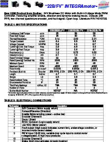 Connection Information for INTEGRAmotor 22B/FV Gearmotors and Motors 7401072