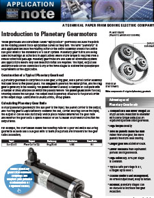 Introduction to Planetary Gearmotors Introduction to Planetary Gearmotors