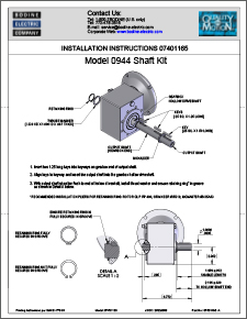 ACC - 07401165 Model 0944 Shaft Kit / 1-inch Stainless Steel Single-Extension Shaft Installation Instructions for Type 50JW/H Gearmotors