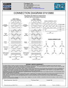 Connection Diagram for Stock BLDC Gearmotors and Motors with 8-Pole, 120° commutation (42B4-30H3 Hypoid) 07410980