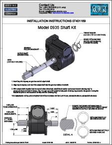 ACC - 07401169.A Model 0935 Shaft Kit / 3/4-inch Stainless Steel Double Shaft Installation Instructions for Type 5L/H Gearmotors