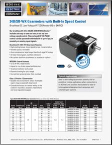 12/24VDC, 34B/SR-WX, C1/D2 Brushless DC Gearmotors with Speed Control 